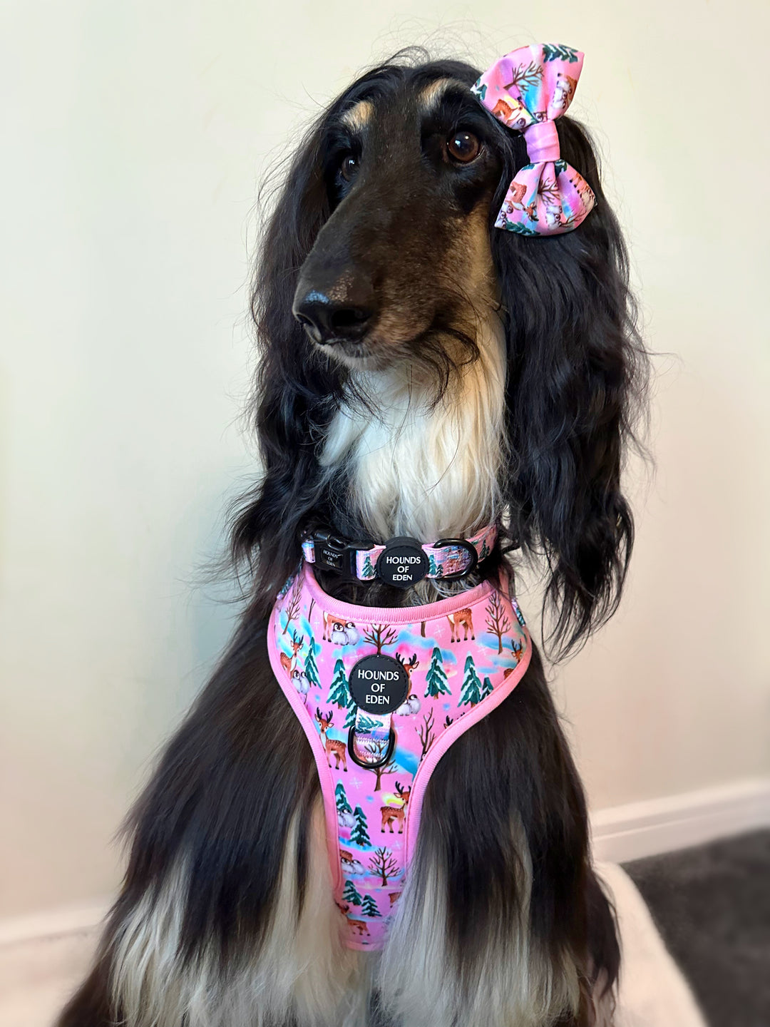 Aurora Nights - Pink Penguin Design Dog Bow Tie