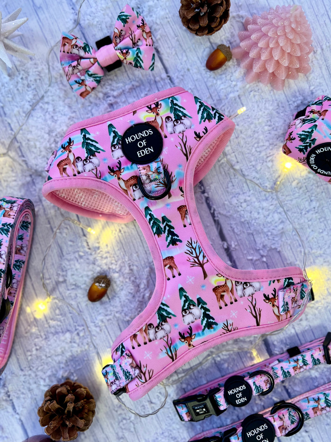 Aurora Nights - Pink Penguin Design Dog Harness