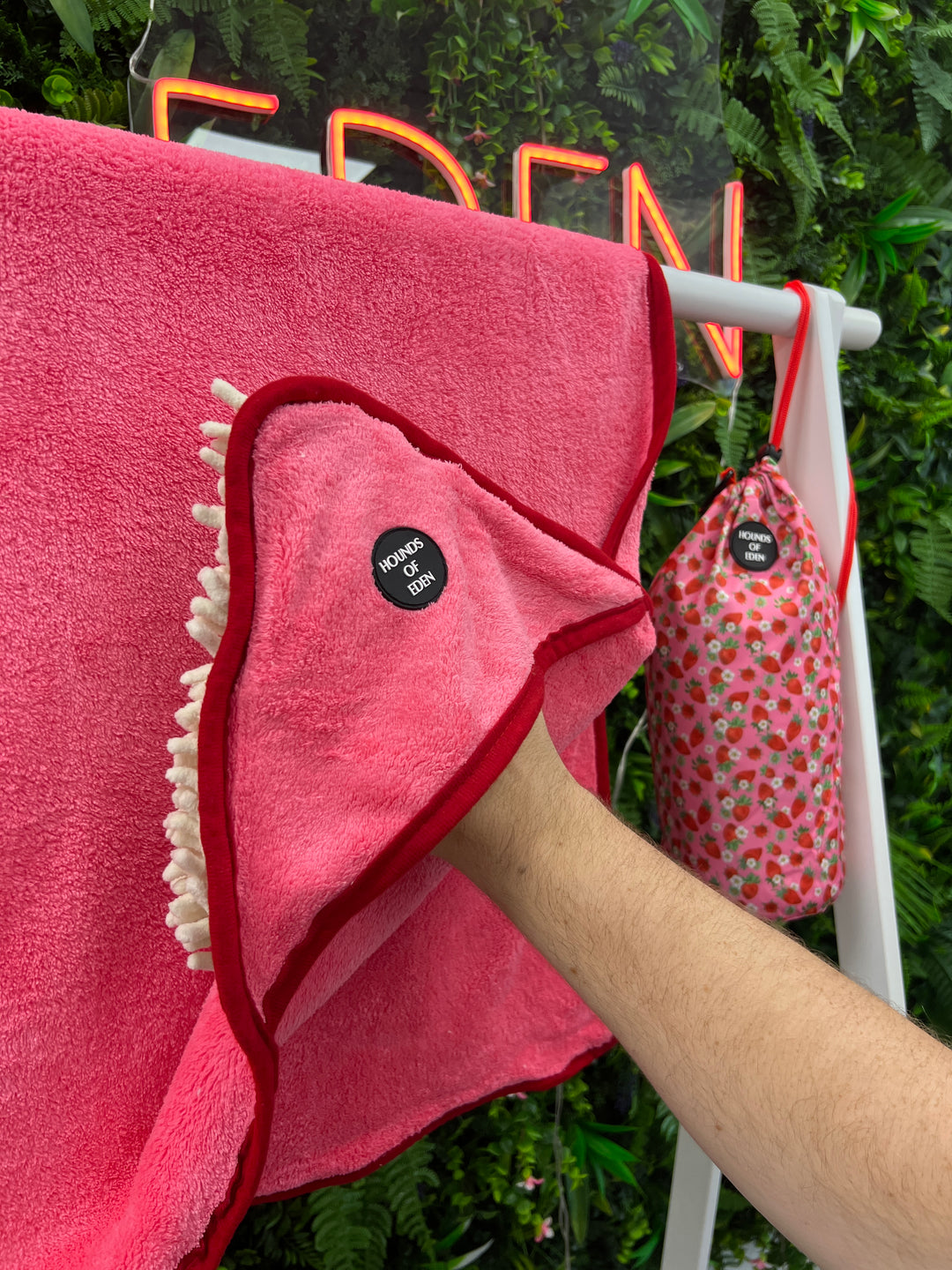 Strawberry Patch - Dog Towel + Carry Bag