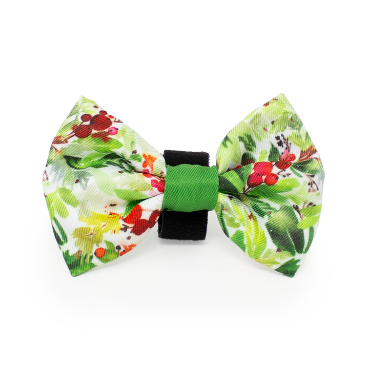 Winter Spruce & Berries Design Dog Bow Tie