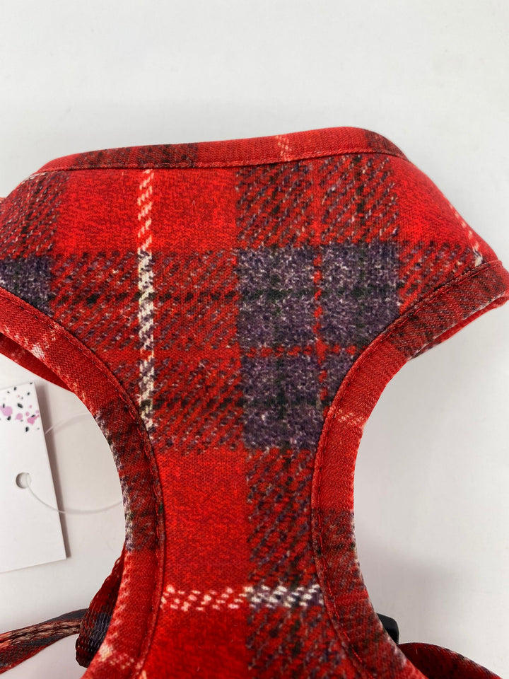 Outlet - XS 'SAMMI' - RED & GREY CHECK DOG HARNESS - 0028