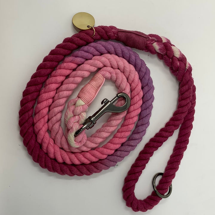 OUTLET-PLOMO PARA PERRO DE CUERDA DE ALGODÓN OMBRE MAGENTA, MORADO Y ROSA-0117